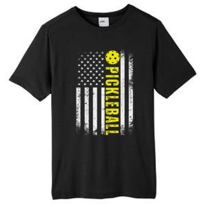 4th Of July Pickleball American Us Flag Paddleball Player Gift Tall Fusion ChromaSoft Performance T-Shirt