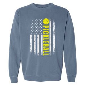 4th Of July Pickleball American Us Flag Paddleball Player Gift Garment-Dyed Sweatshirt