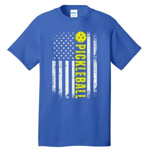 4th Of July Pickleball American Us Flag Paddleball Player Gift Tall T-Shirt