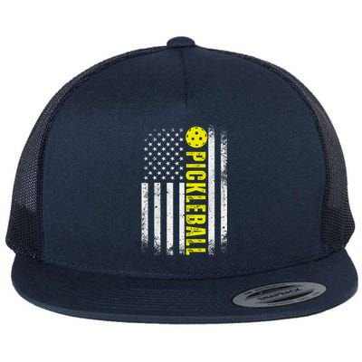 4th Of July Pickleball American Us Flag Paddleball Player Gift Flat Bill Trucker Hat