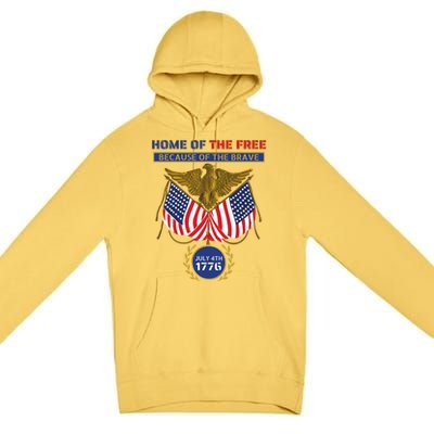 4th Of July Patriotic Home Of The Free Because Of The Brave Gift Premium Pullover Hoodie