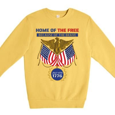 4th Of July Patriotic Home Of The Free Because Of The Brave Gift Premium Crewneck Sweatshirt