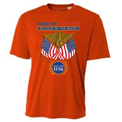 4th Of July Patriotic Home Of The Free Because Of The Brave Gift Cooling Performance Crew T-Shirt