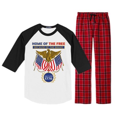 4th Of July Patriotic Home Of The Free Because Of The Brave Gift Raglan Sleeve Pajama Set