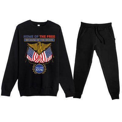 4th Of July Patriotic Home Of The Free Because Of The Brave Gift Premium Crewneck Sweatsuit Set