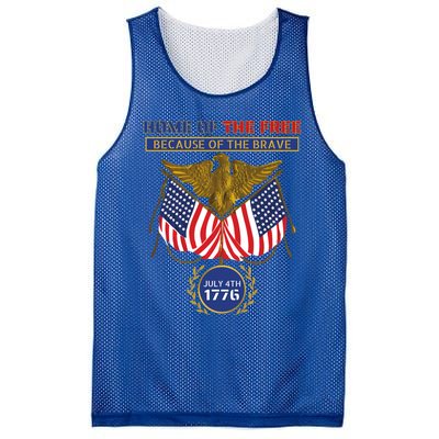 4th Of July Patriotic Home Of The Free Because Of The Brave Gift Mesh Reversible Basketball Jersey Tank