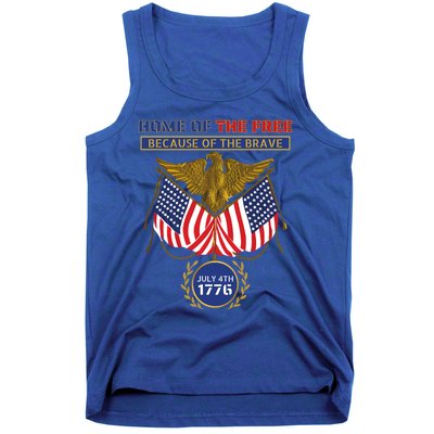 4th Of July Patriotic Home Of The Free Because Of The Brave Gift Tank Top