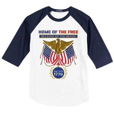 4th Of July Patriotic Home Of The Free Because Of The Brave Gift Baseball Sleeve Shirt