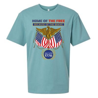 4th Of July Patriotic Home Of The Free Because Of The Brave Gift Sueded Cloud Jersey T-Shirt