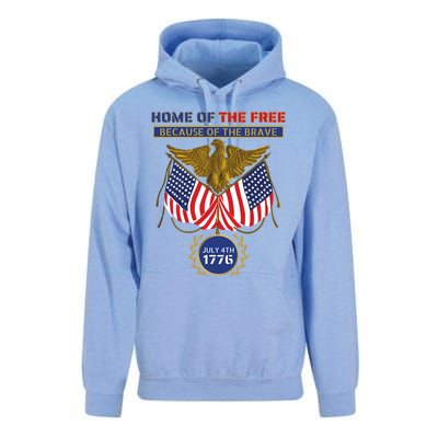 4th Of July Patriotic Home Of The Free Because Of The Brave Gift Unisex Surf Hoodie