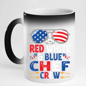 4th Of July Red White And Blue Chef Crew American Flag Gift 11oz Black Color Changing Mug