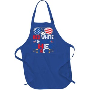 4th Of July Red White And Blue Chef Crew American Flag Gift Full-Length Apron With Pockets