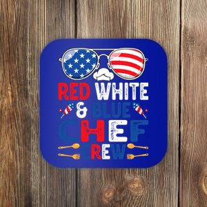 4th Of July Red White And Blue Chef Crew American Flag Gift Coaster