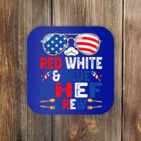 4th Of July Red White And Blue Chef Crew American Flag Gift Coaster