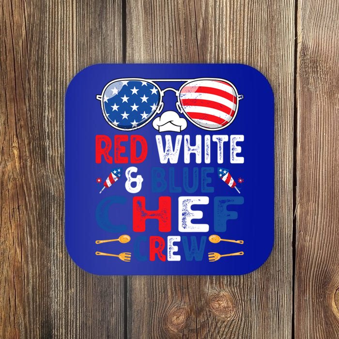 4th Of July Red White And Blue Chef Crew American Flag Gift Coaster