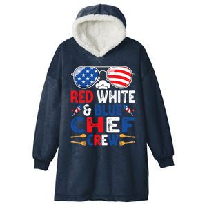 4th Of July Red White And Blue Chef Crew American Flag Gift Hooded Wearable Blanket