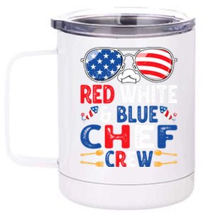 4th Of July Red White And Blue Chef Crew American Flag Gift 12 oz Stainless Steel Tumbler Cup