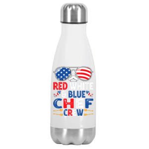 4th Of July Red White And Blue Chef Crew American Flag Gift Stainless Steel Insulated Water Bottle