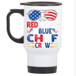 4th Of July Red White And Blue Chef Crew American Flag Gift Stainless Steel Travel Mug