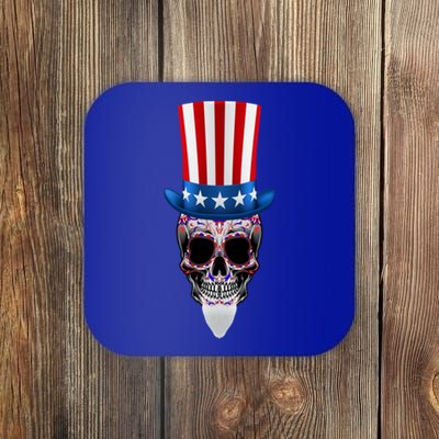 4th Of July Red White And Blue Sugar Skull Gift Coaster