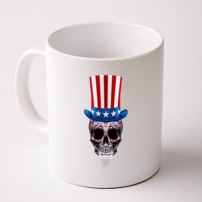 4th Of July Red White And Blue Sugar Skull Gift Coffee Mug