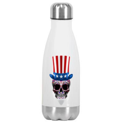 4th Of July Red White And Blue Sugar Skull Gift Stainless Steel Insulated Water Bottle