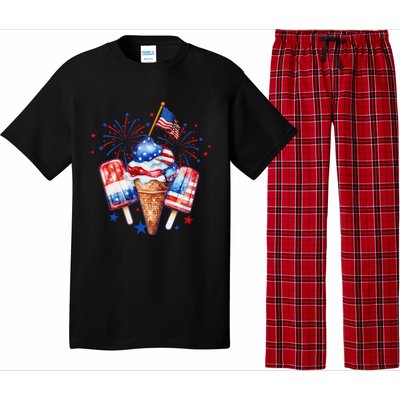 4th Of July Popsicle Red White Blue American Flag Patriotic Pajama Set