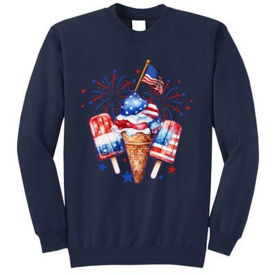 4th Of July Popsicle Red White Blue American Flag Patriotic Tall Sweatshirt