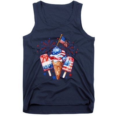 4th Of July Popsicle Red White Blue American Flag Patriotic Tank Top