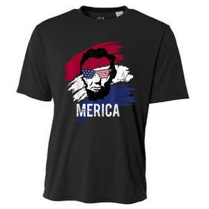 4th Of July Lincoln Merica Usa Flag Women Men Kids Cooling Performance Crew T-Shirt