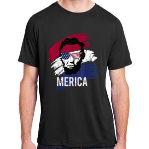 4th Of July Lincoln Merica Usa Flag Women Men Kids Adult ChromaSoft Performance T-Shirt