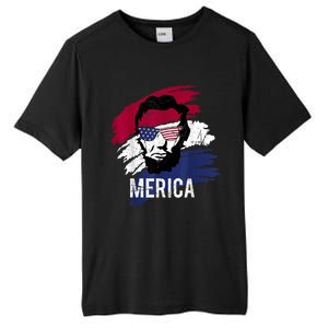 4th Of July Lincoln Merica Usa Flag Women Men Kids Tall Fusion ChromaSoft Performance T-Shirt