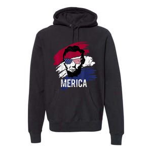 4th Of July Lincoln Merica Usa Flag Women Men Kids Premium Hoodie