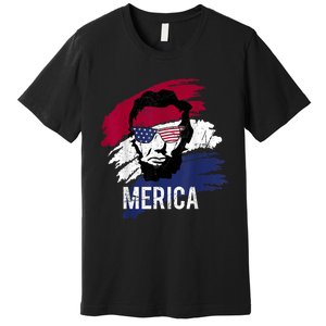 4th Of July Lincoln Merica Usa Flag Women Men Kids Premium T-Shirt