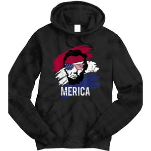 4th Of July Lincoln Merica Usa Flag Women Men Kids Tie Dye Hoodie