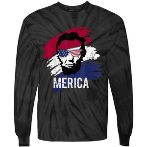 4th Of July Lincoln Merica Usa Flag Women Men Kids Tie-Dye Long Sleeve Shirt