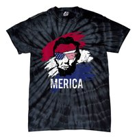 4th Of July Lincoln Merica Usa Flag Women Men Kids Tie-Dye T-Shirt