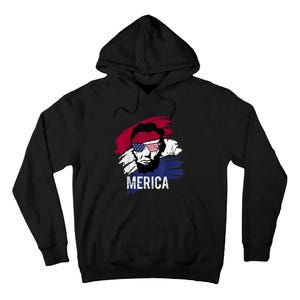 4th Of July Lincoln Merica Usa Flag Women Men Kids Tall Hoodie