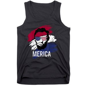 4th Of July Lincoln Merica Usa Flag Women Men Kids Tank Top