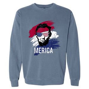 4th Of July Lincoln Merica Usa Flag Women Men Kids Garment-Dyed Sweatshirt