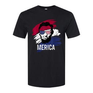 4th Of July Lincoln Merica Usa Flag Women Men Kids Softstyle CVC T-Shirt