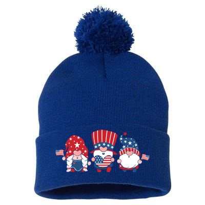 4th Of July Gnomes Gnomies Gift Pom Pom 12in Knit Beanie