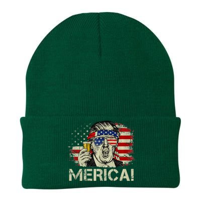 4th of july merica trump murica beer drinking american flag Knit Cap Winter Beanie