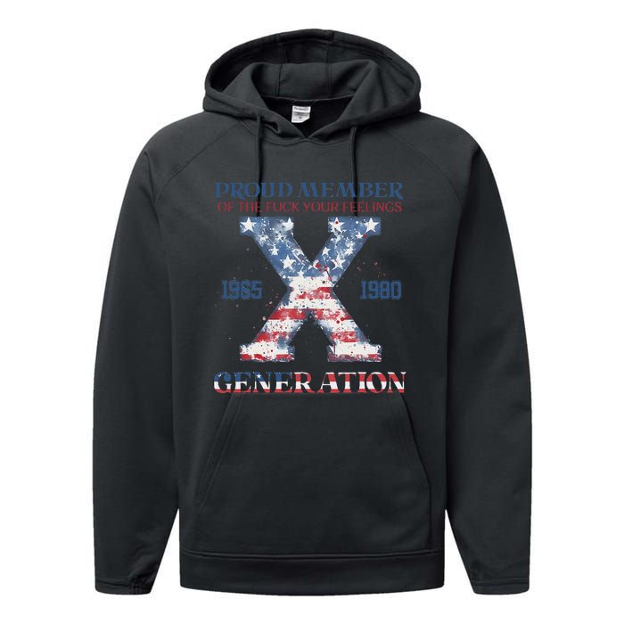 4th Of July Generation X Retro Style Us Flags Performance Fleece Hoodie