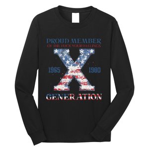 4th Of July Generation X Retro Style Us Flags Long Sleeve Shirt