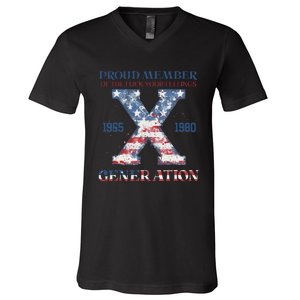 4th Of July Generation X Retro Style Us Flags V-Neck T-Shirt