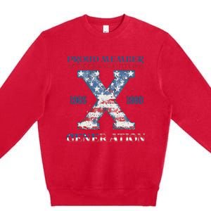 4th Of July Generation X Retro Style Us Flags Premium Crewneck Sweatshirt