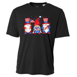 4th of July Gnomes Patriotic American Flag Cute Three Gnomes Cooling Performance Crew T-Shirt