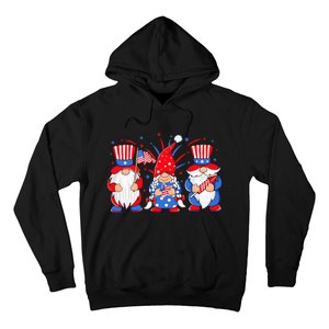 4th of July Gnomes Patriotic American Flag Cute Three Gnomes Hoodie