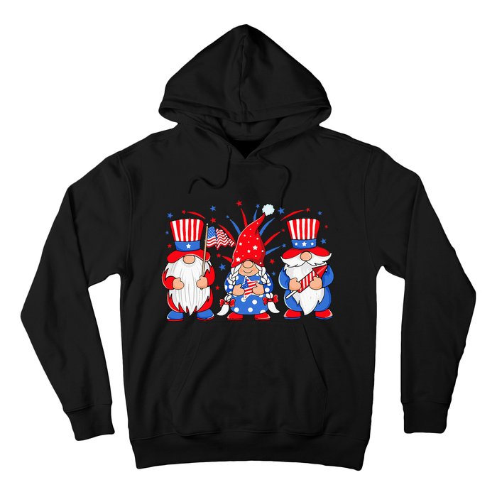 4th of July Gnomes Patriotic American Flag Cute Three Gnomes Hoodie